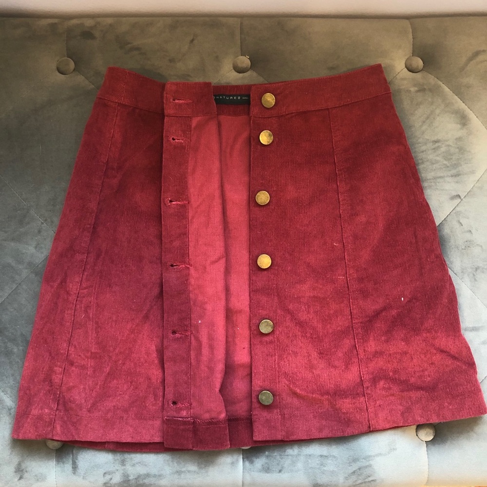 Small Red Corduroy Mini Skirt - Picture 3 of 6